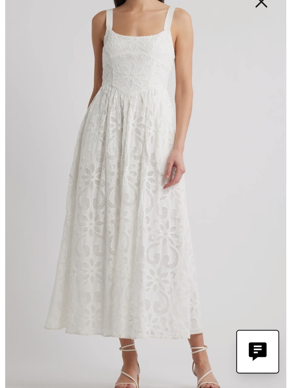 Nordstrom White Eyelet Maxi Dress with Square Neckline